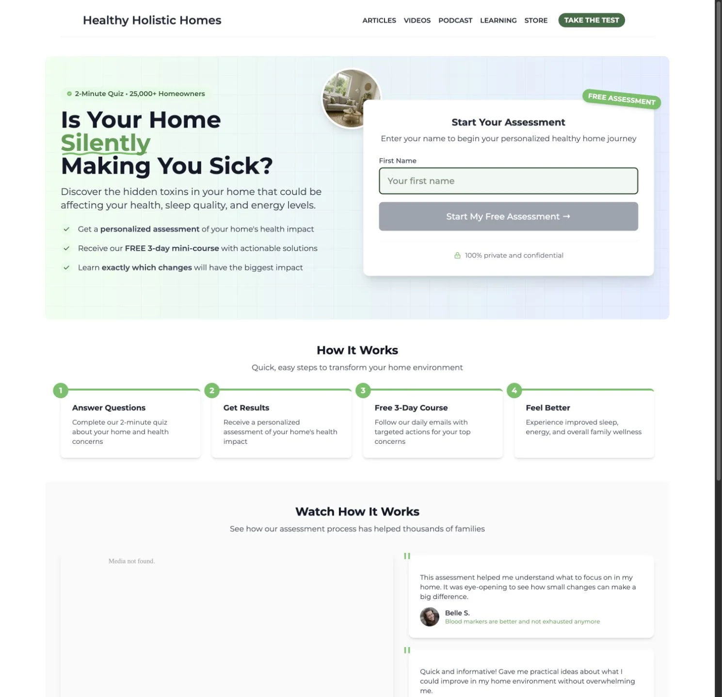 Healthy home assessment introduction and starting form